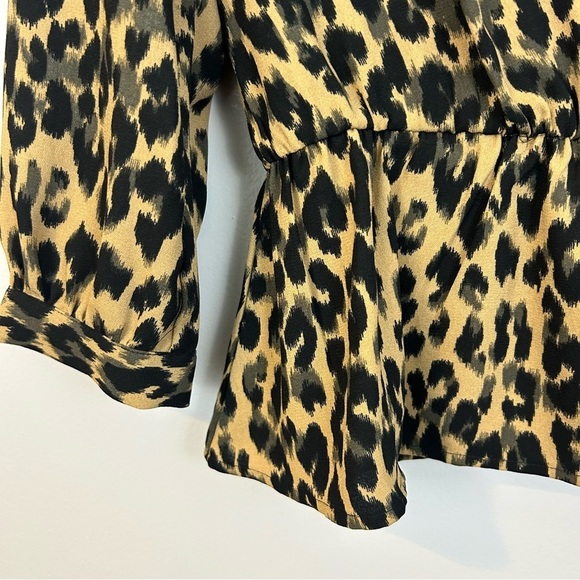 Halogen Leopard Print Faux Wrap Peplum Blouse/Top Size XXS - Picture 6 of 14